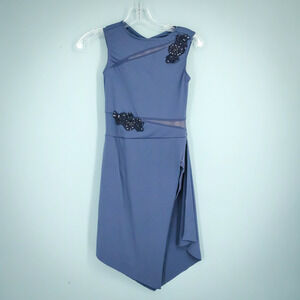 Weissman Size Adult Small S Blue Sequin Mesh Cut Out Sleeveless Leotard Costume